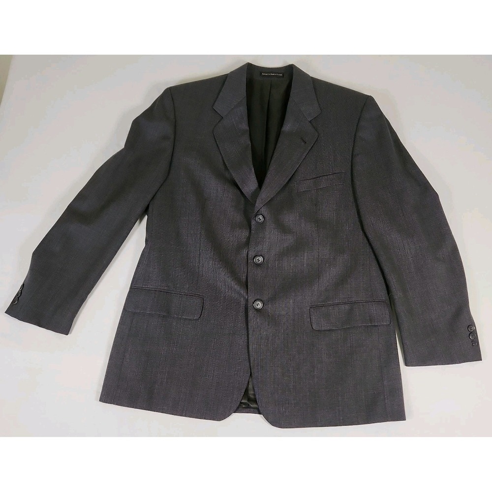 Vintage Moores Blazer Mens 44R Gray Micro Check Patten Polester Blend Canadian